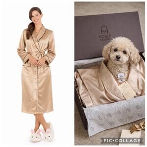MSRP $125 ✨ Noble Mount Premium Satin Robe – Champagne | Size L ✨SAME DAY SHIP